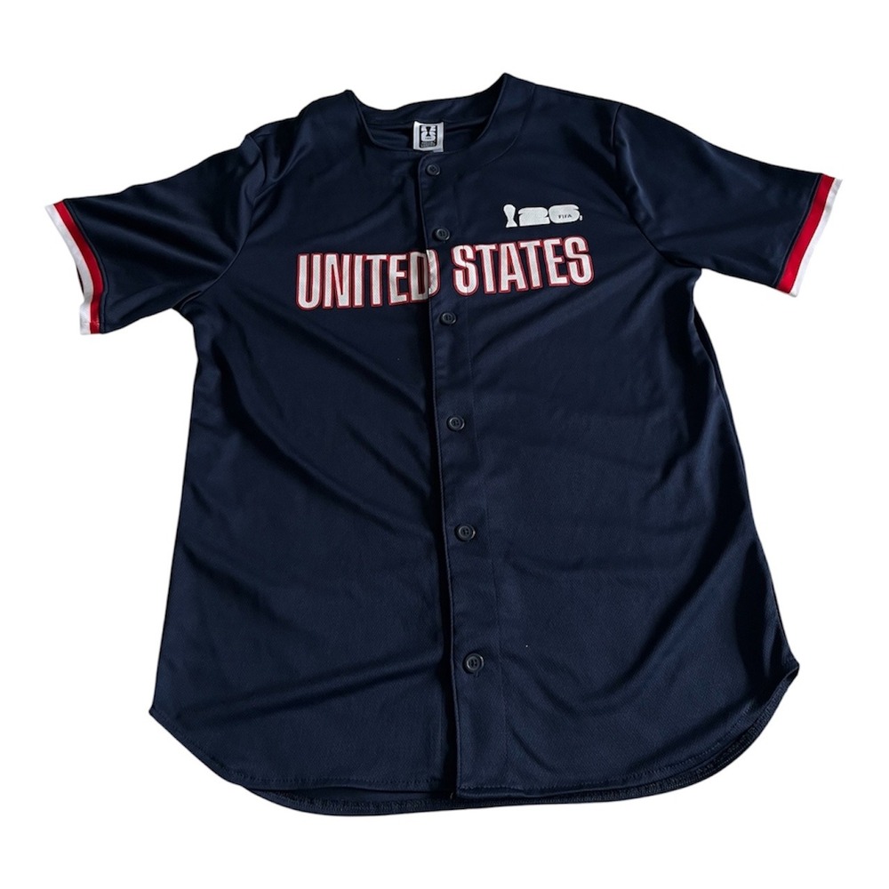 FIFA 2026 World Cup United States Button Up Soccer Jersey Men's Navy Blue Medium